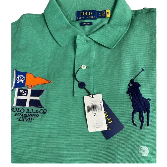 Polo Ralph Lauren Classic Fit Big Pony Mesh Polo Shirt NWT Green Men’s Large - Picture 8 of 9